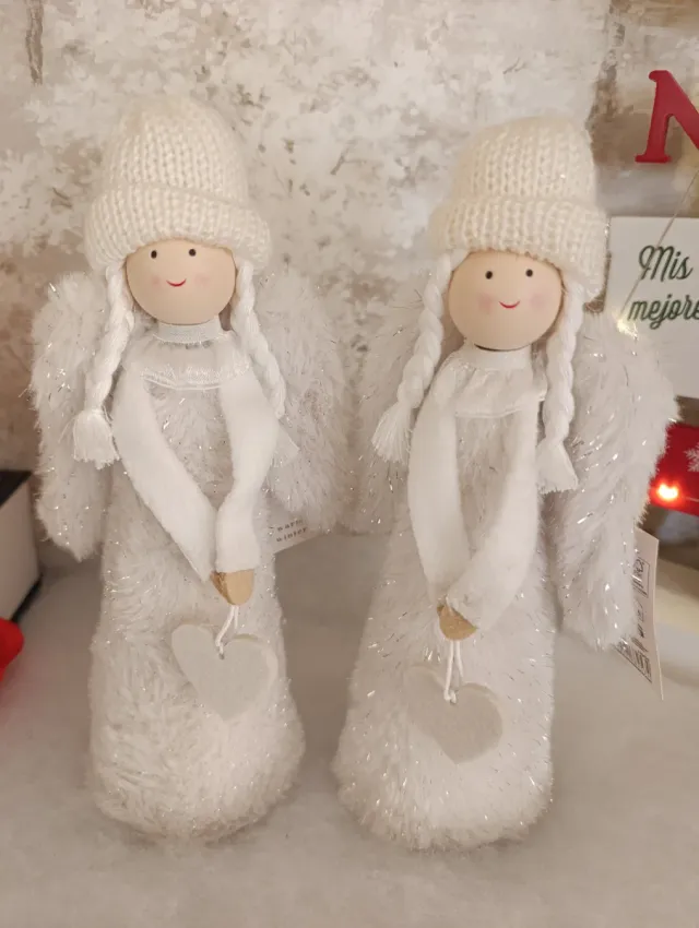 2 Anjinhos Brancos Decoração de Natal