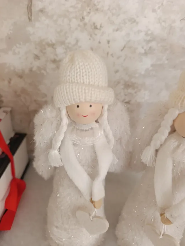 2 Anjinhos Brancos Decoração de Natal
