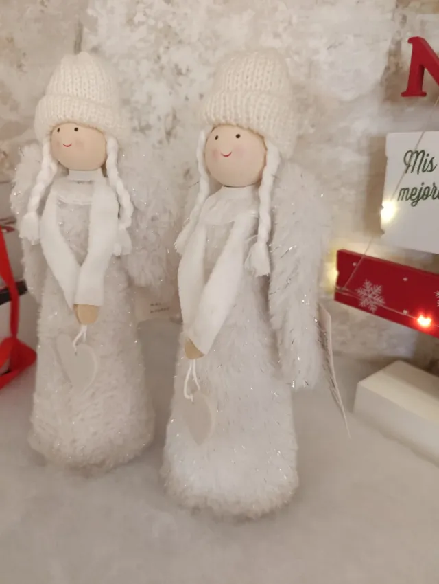 2 Anjinhos Brancos Decoração de Natal