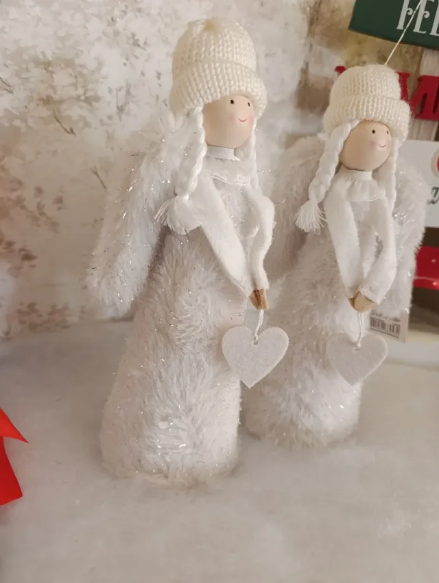 2 Anjinhos Brancos Decoração de Natal