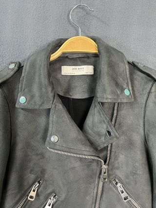 Chaqueta Biker Ante Gris Zara Talla m