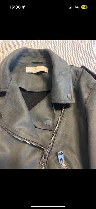 Chaqueta Biker Ante Gris Zara Talla m