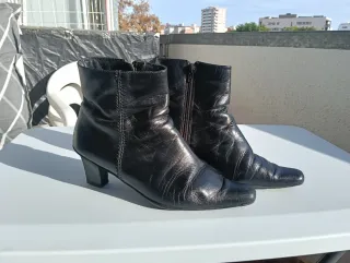 Botines Natalia Blanco Negros Tacón