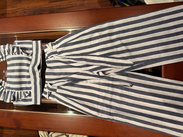 Conjunto niña rayas azules y blancas