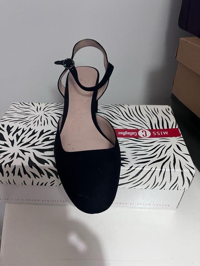 zapatos destalonados ante negro tacón bloque