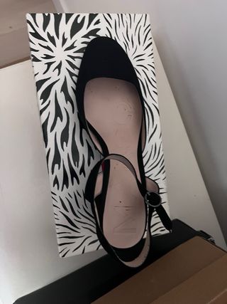 zapatos destalonados ante negro tacón bloque