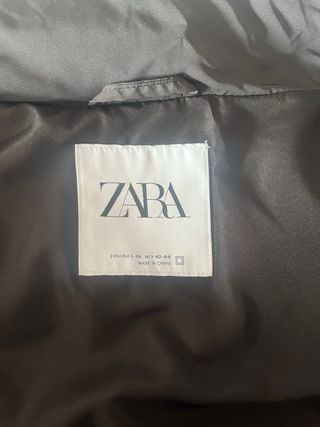 Chaleco Zara Acolchado Negro/ Talla L-Xl