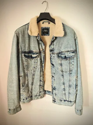 Cazadora vaquera con borreguito ZARA Talla [XL]