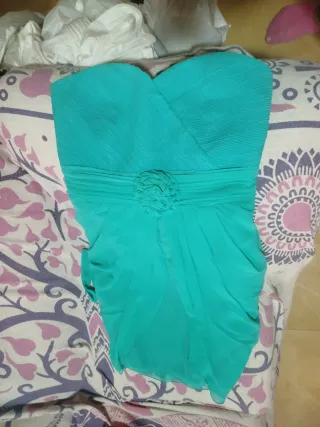 Vestido de fiesta verde azulado