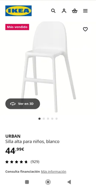 Silla alta IKEA URBAN niños verde.