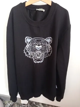 Sudadera Kenzo Negra con Tigre Bordado