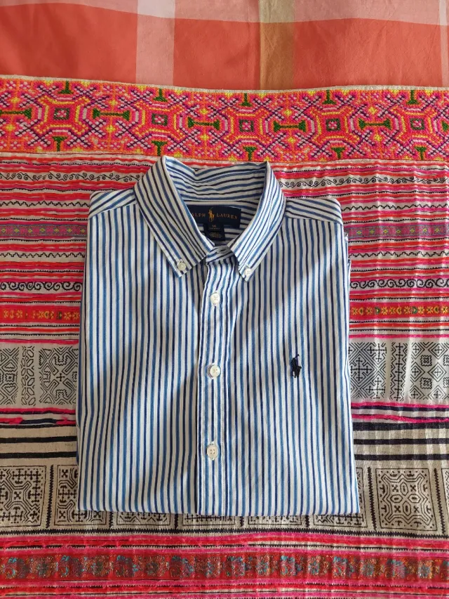 Camisa Ralph Lauren Rayas Azul y Blanca