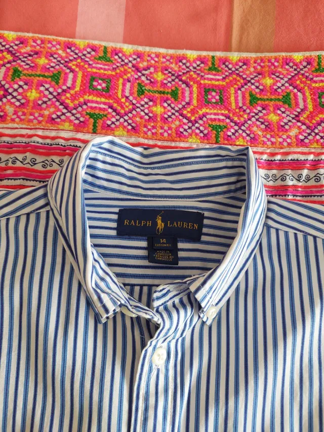 Camisa Ralph Lauren Rayas Azul y Blanca