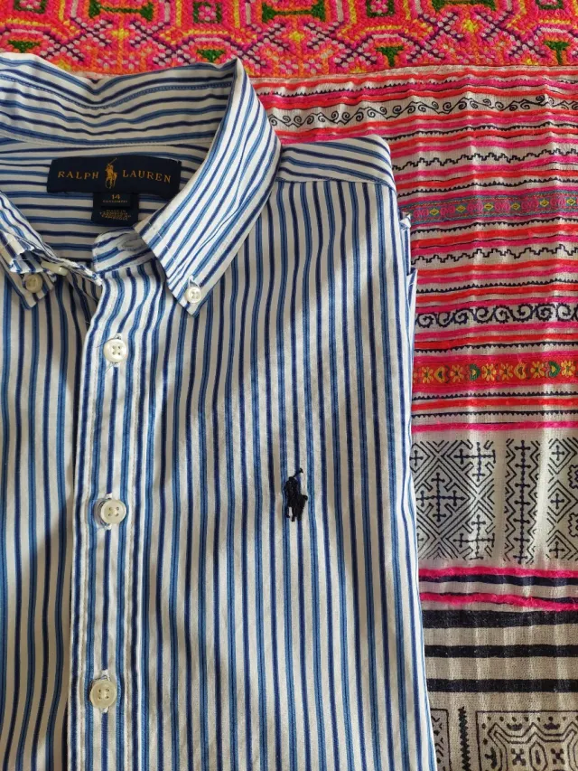 Camisa Ralph Lauren Rayas Azul y Blanca