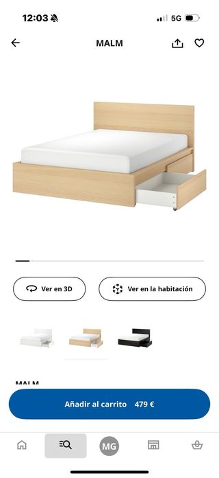 Cama 160x200 con 4 cajones y mesitas