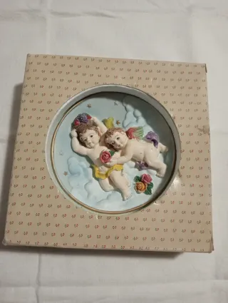 Quadretto Angioletti Ceramica Decorato