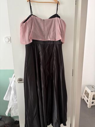 Vestido largo negro y rosa