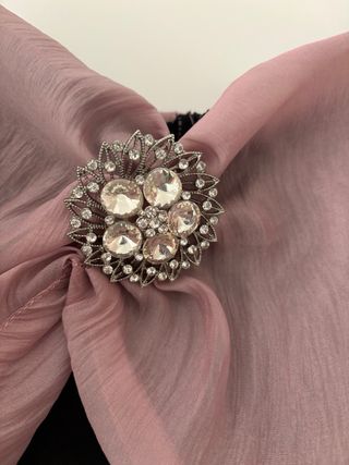 Vestido largo negro y rosa