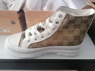 2 pares Botines Mujer Marrones y Blancos Talla 37