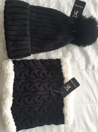 Gorro y bufanda Vicky Style negro