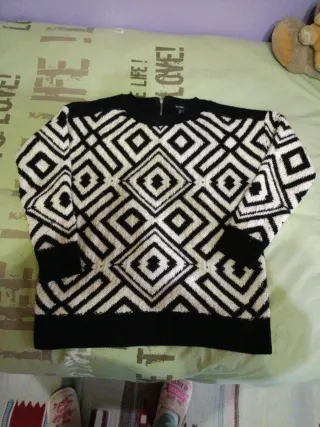 Jersey invierno geométrico blanco y negro