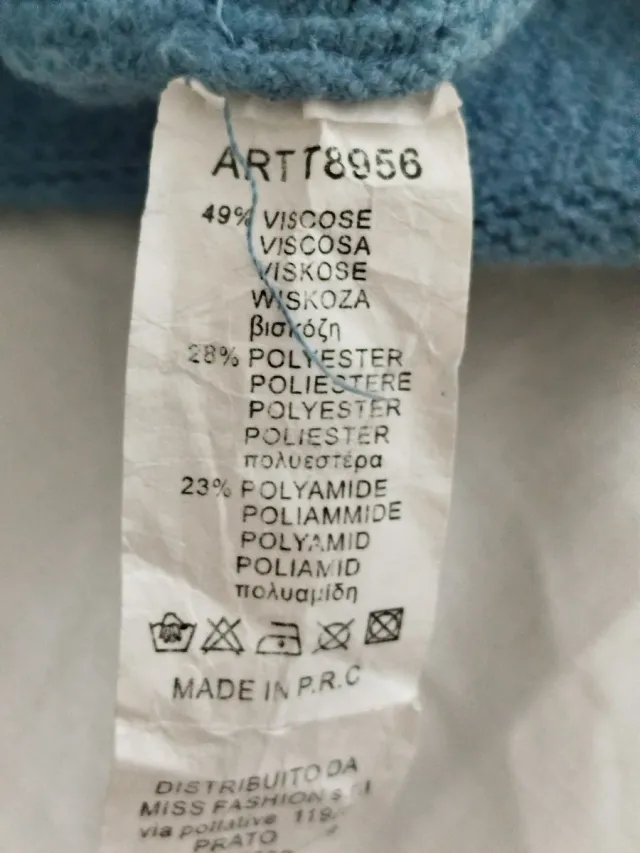 Vestido punto cuello alto azul talla única