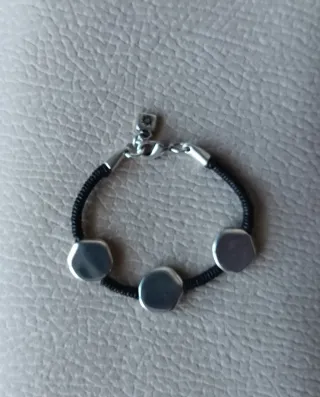 Pulsera Uno de 50 Plata y marrón
