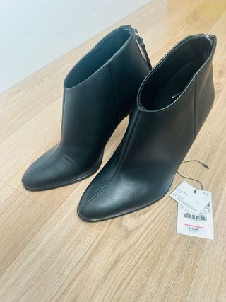 Botines Zara Tacón Negro Talla 38 usados 1 vez