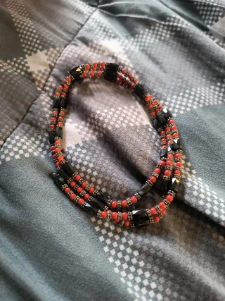 Collana/bracciale perline nere e rosse