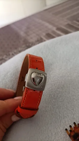 Pulsera Viceroy Piel Naranja Corazón en acero