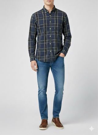 Camisa de cuadros hombre azul