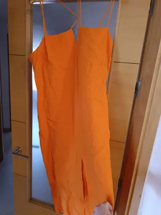 Vestido naranja Massimo Dutti lino