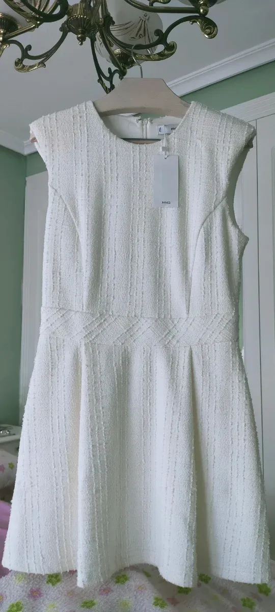 Vestido Mango Blanco Talla S