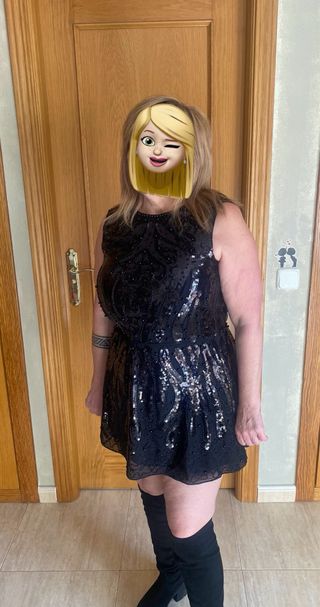 Vestido corto lentejuelas negro
