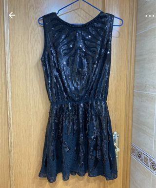 Vestido corto lentejuelas negro