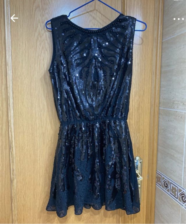 Vestido corto lentejuelas negro