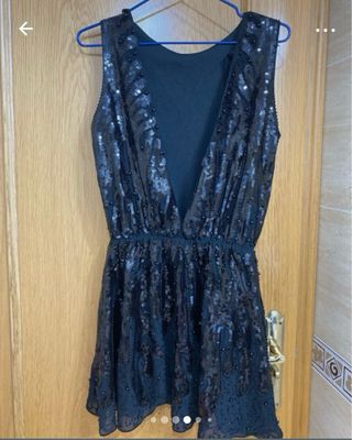 Vestido corto lentejuelas negro