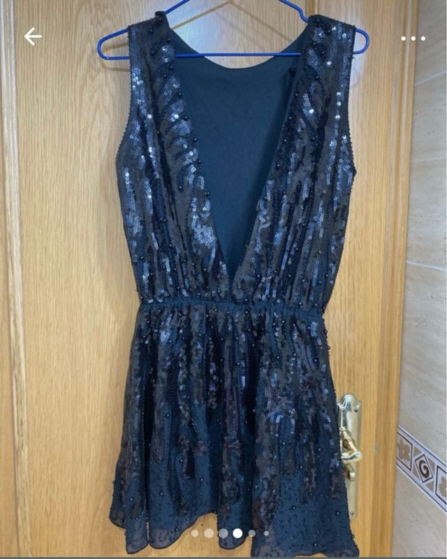 Vestido corto lentejuelas negro