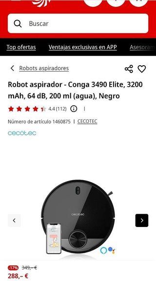 Robot aspirador - Conga 3490 Elite, 3200