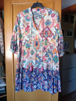 Vestido estampado multicolor talla única