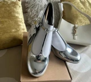 Zapatos dorados y plateados