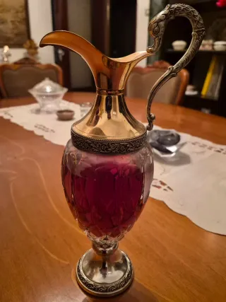 Caraffa in cristallo lavorato e argento con Brandy