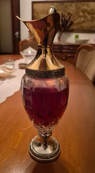 Caraffa in cristallo lavorato e argento con Brandy