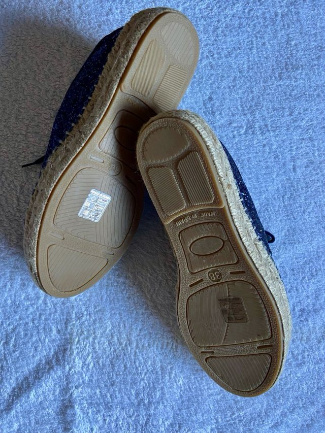 Zapatos de Lona con Brillo Azul y Plata