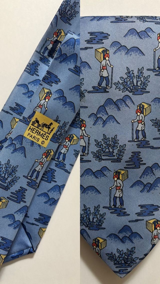 Corbata Hermes India Azul