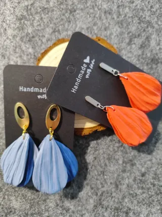 Pendientes largos florales rosa y turquesa