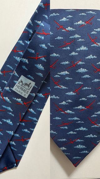 Corbata Hermes Azul Aviones Nubes