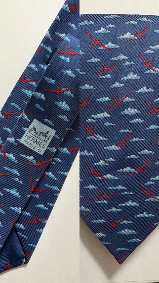 Corbata Hermes Azul Aviones Nubes