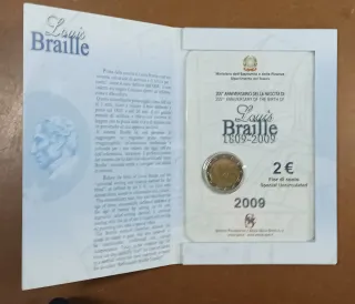 2 Euro 200º anniversario della nascita di Louis Braille