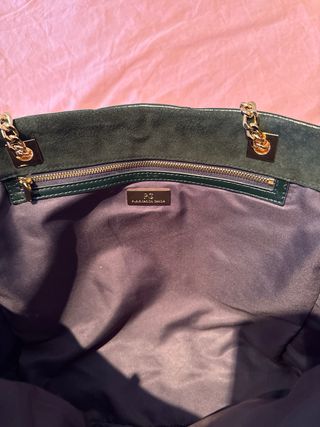 Bolso Purificación García verde y dorado